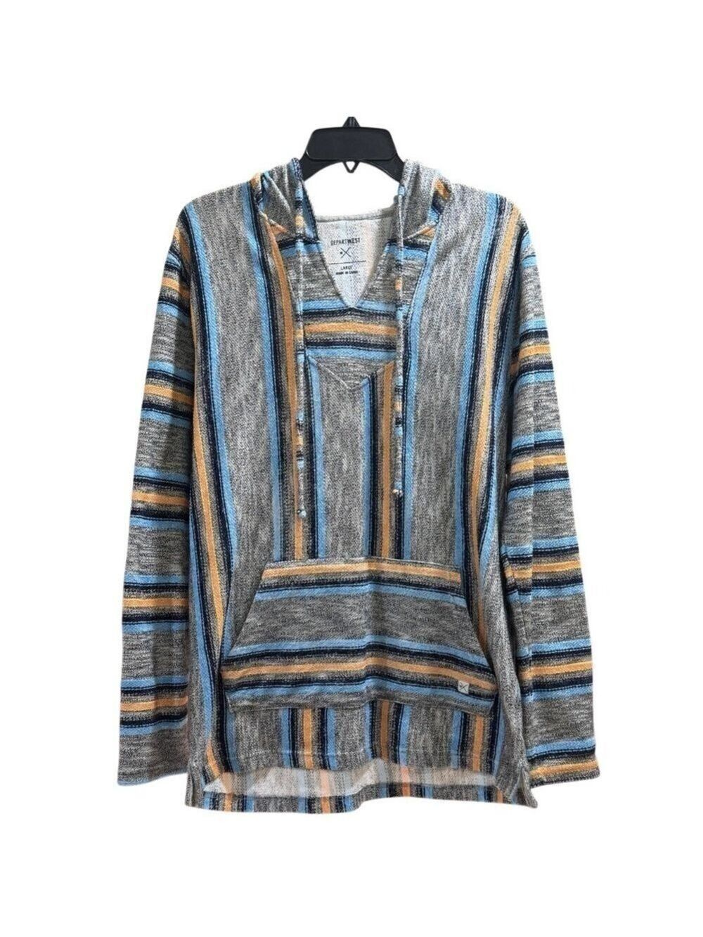 DepartWest Mens Hooded Baja Pullover Large